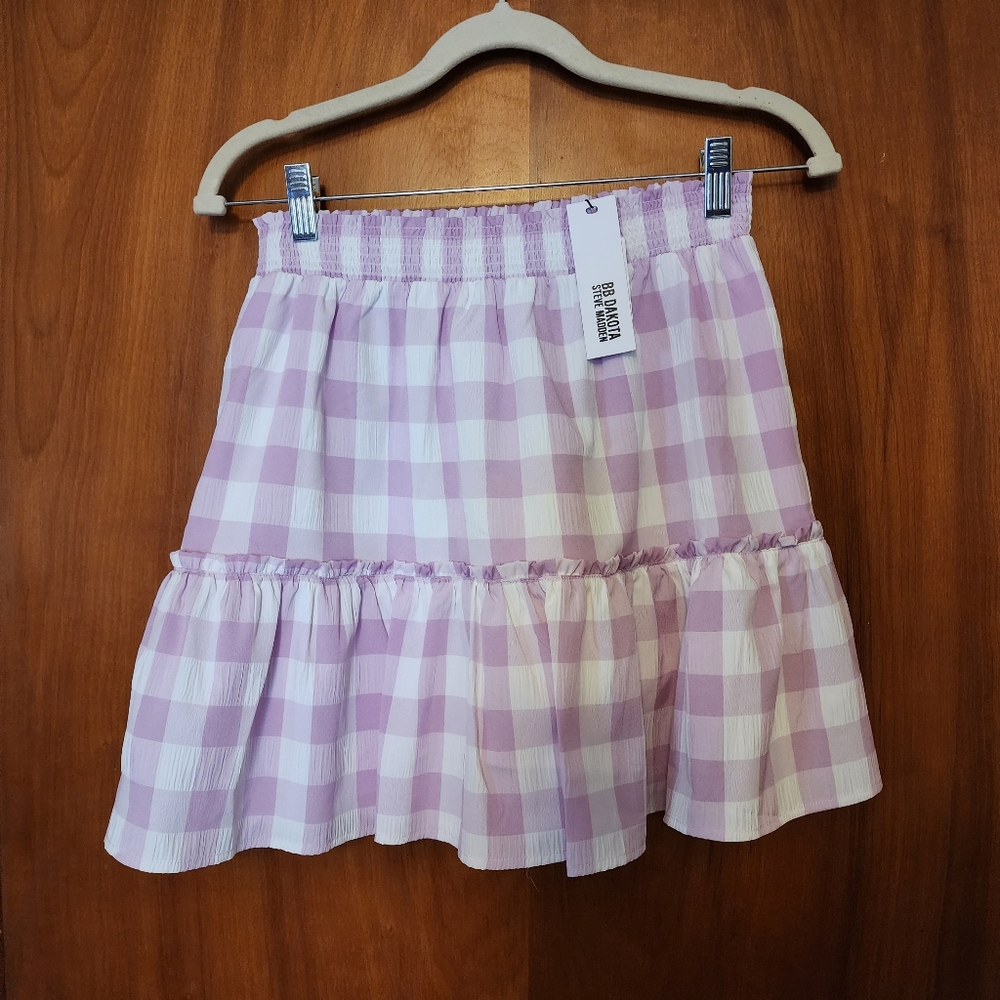 Steve Madden Pink/Purple Gingham Skirt